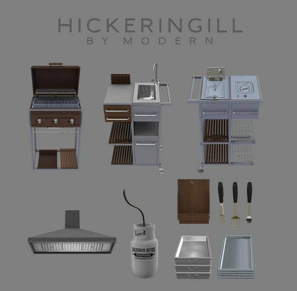 Hickeringil Grill SET By Modern Sims 4 CC