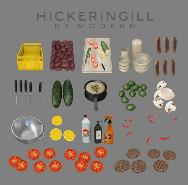 sims 4 cc hickeringil grill set by modern 2