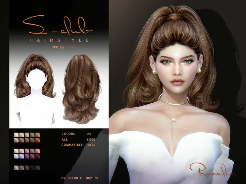 High Ponytail Curly Hairstyle (Rosalie031022) By S-Club Sims 4 CC