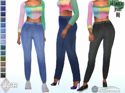 High-Rise Slim Denim Pants By Harmonia Sims 4 CC