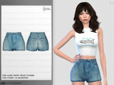 High Waist Denim Short MC339 By Mermaladesimtr Sims 4 CC