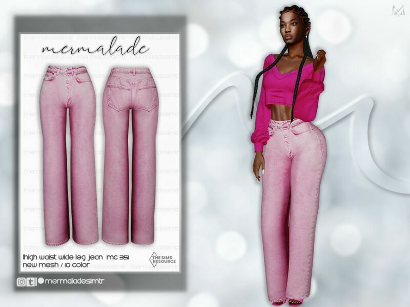 High Waist Wide LEG Jeans MC351 By Mermaladesimtr Sims 4 CC