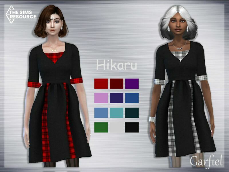 “Hikaru” Dress With Checkered Inserts By Garfiel Sims 4 CC