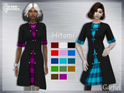 “Hitomi” Dress With Checkered Inserts By Garfiel Sims 4 CC