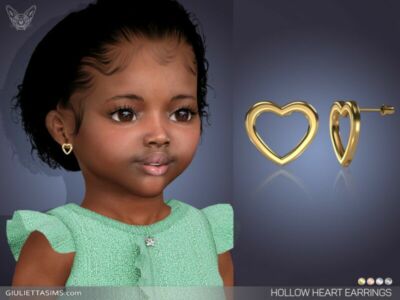 Hollow Heart Earrings For Toddlers By Feyona Sims 4 CC