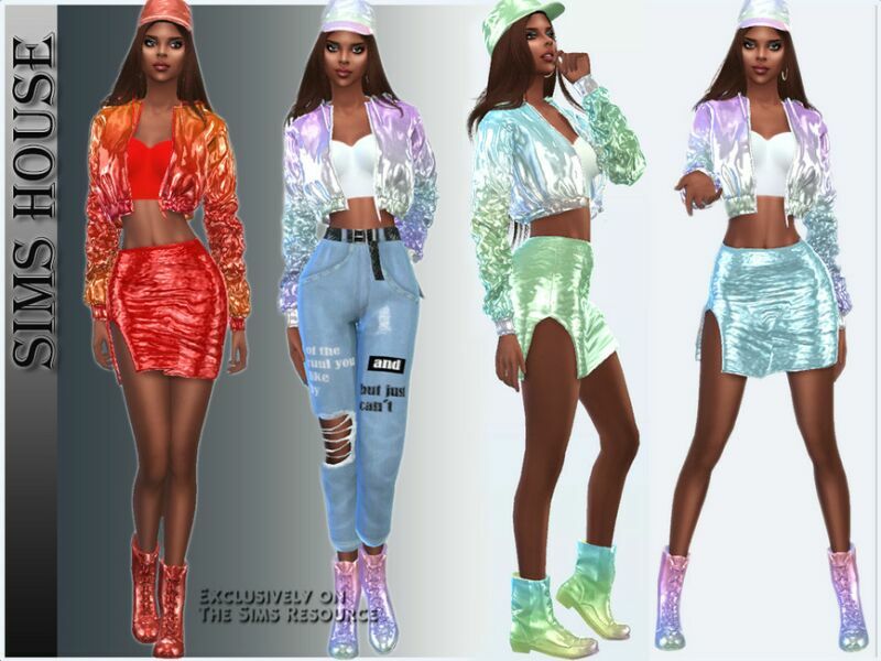 sims 4 cc holographic laser skirt 2