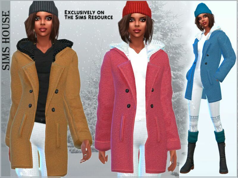 Hooded Coat For Women Sims 4 CC