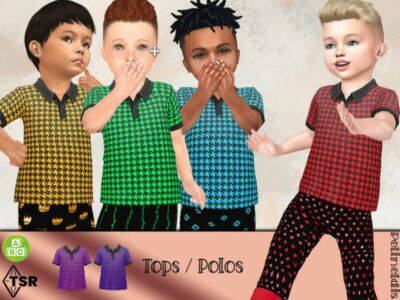 Houndstooth Polo – Needs SP Toddler By Pelineldis Sims 4 CC