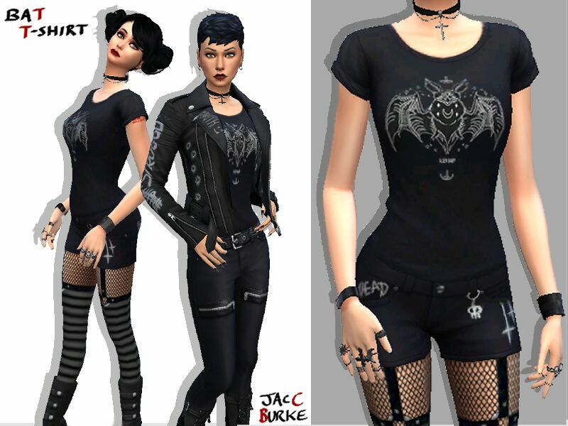 Jaccburke’S BAT T-Shirt By Jaccburke Sims 4 CC