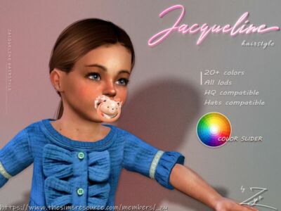 Jacqueline Hairstyle For Toddlers(Tight LOW Ponytail) By _ZY Sims 4 CC