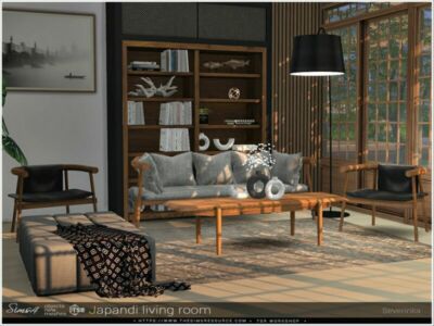 Japandi Living Room By Severinka_ Sims 4 CC