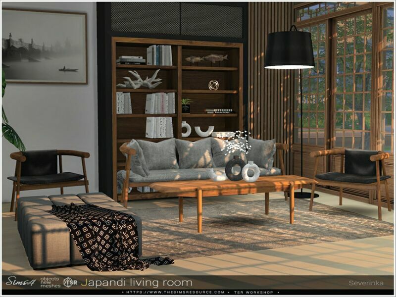 Japandi Living Room By Severinka_ Sims 4 CC