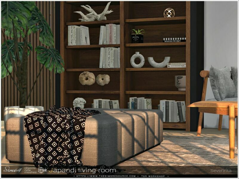 sims 4 cc japandi living room by severinka 2