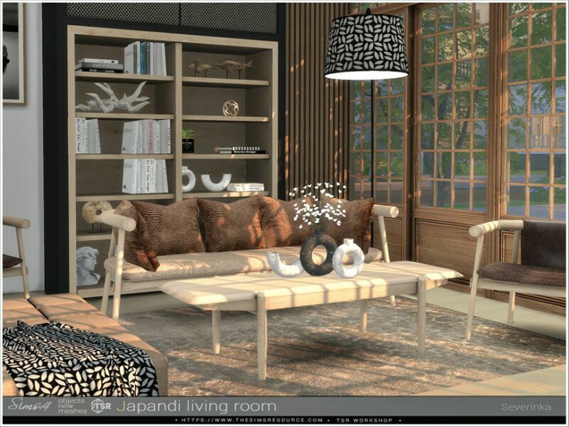 sims 4 cc japandi living room by severinka 4