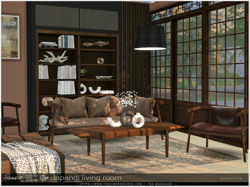 sims 4 cc japandi living room by severinka 5