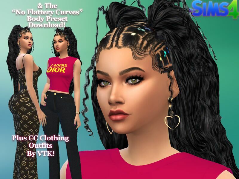 Jasmine King & The NO Flattery Curves Body Preset Plus CC Clothes By VTK By VTK Sims 4 CC