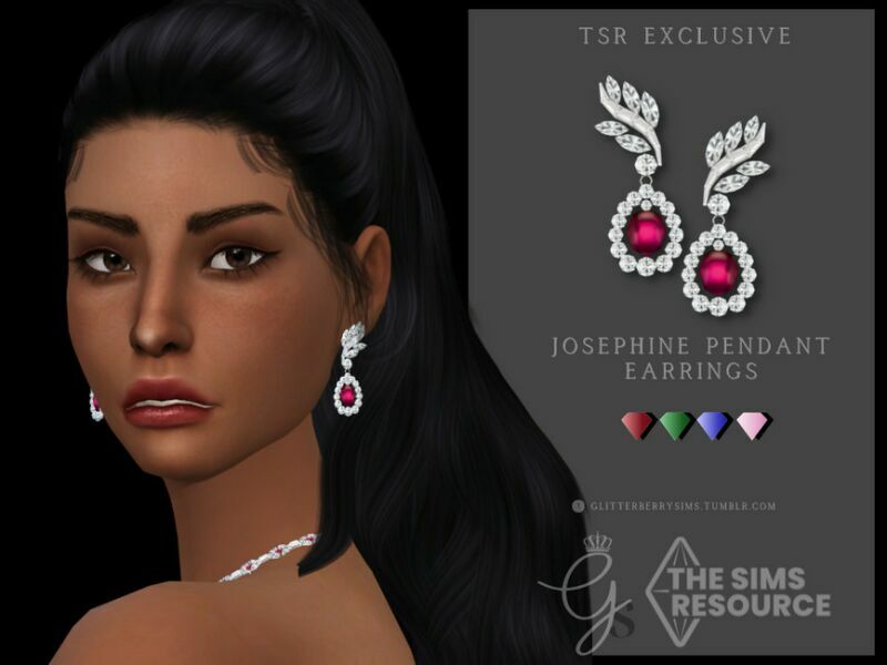 Josephine Pendant Earrings By Glitterberryfly Sims 4 CC