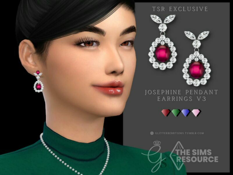 Josephine Pendant Earrings V3 By Glitterberryfly Sims 4 CC