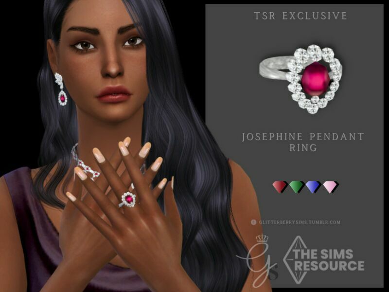 Josephine Pendant Ring By Glitterberryfly Sims 4 CC