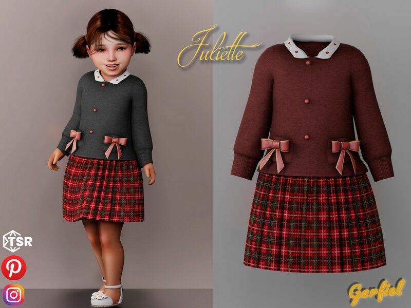 Juliette – Cute Outfit With Tartan Skirt Sims 4 CC