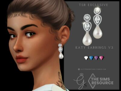 Katy Earrings V3 By Glitterberryfly Sims 4 CC