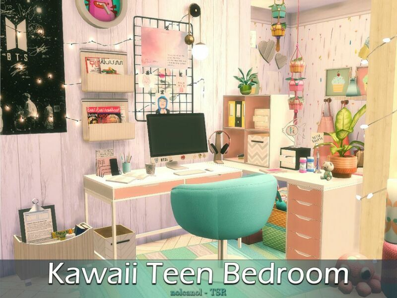 sims 4 cc kawaii teen bedroom tsr cc only by nolcanol 5