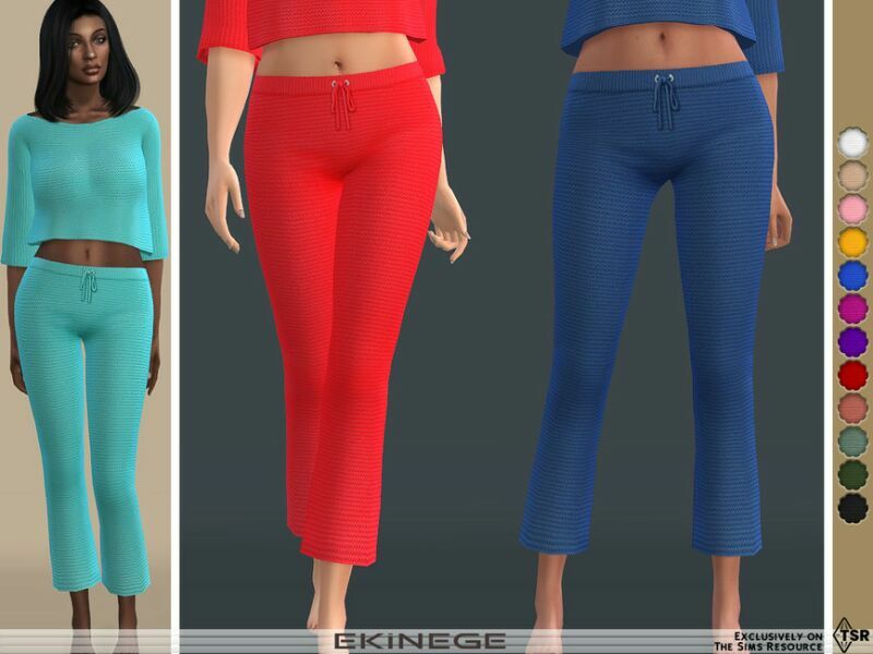 Knit Crop Flare Pants – SET26-2 By Ekinege Sims 4 CC