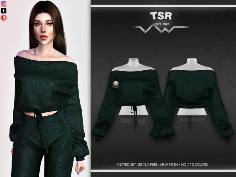 Knitted SET-180 (Jumper) BD613 By Busra-Tr Sims 4 CC