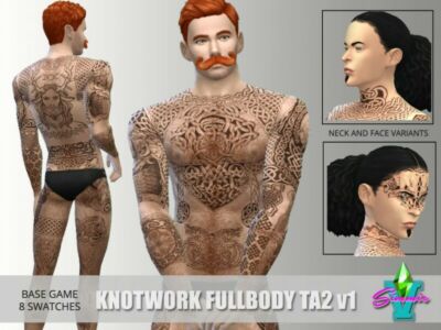 Knotwork Full Body Tattoo V1 By Simmiev Sims 4 CC