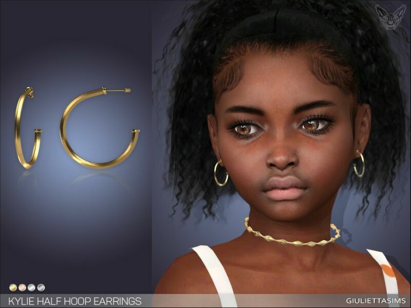 Kylie Half Hoop Earrings For Kids By Feyona Sims 4 CC