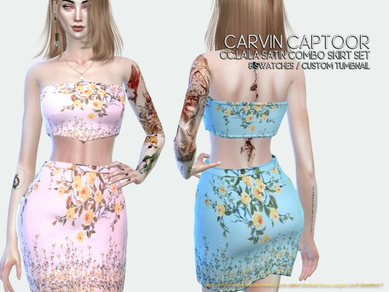 Laila Satin Combo Skirt SET Sims 4 CC