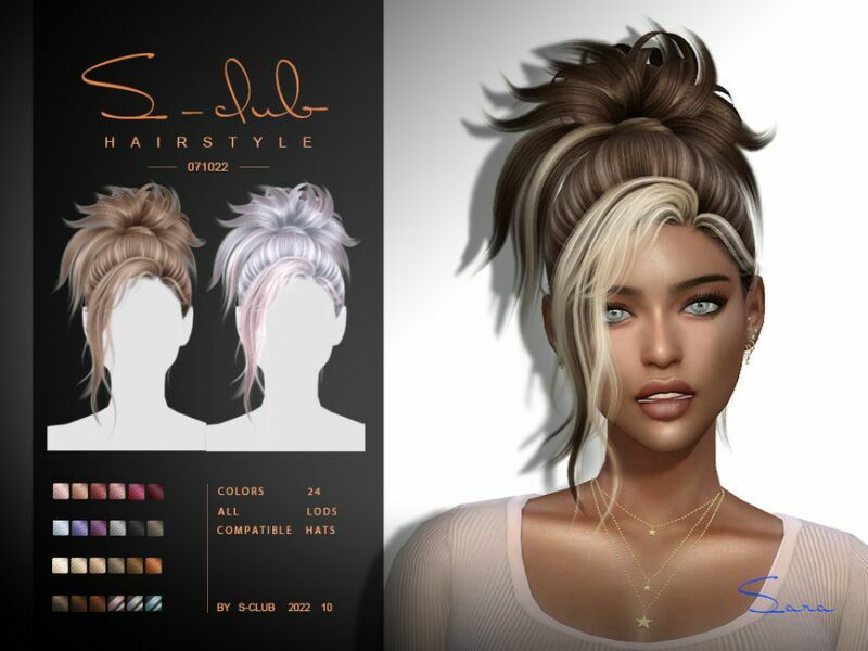 Lazy Updo Hairstyle(071022Sara) By S-Club By S-Club Sims 4 CC