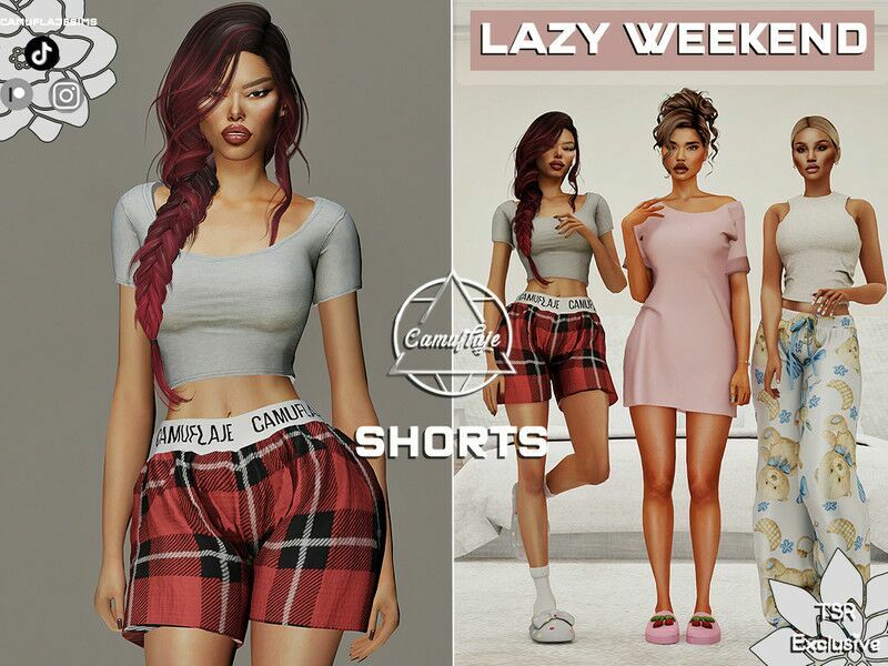 Lazy Weekend Collection – Shorts By Camuflaje Sims 4 CC