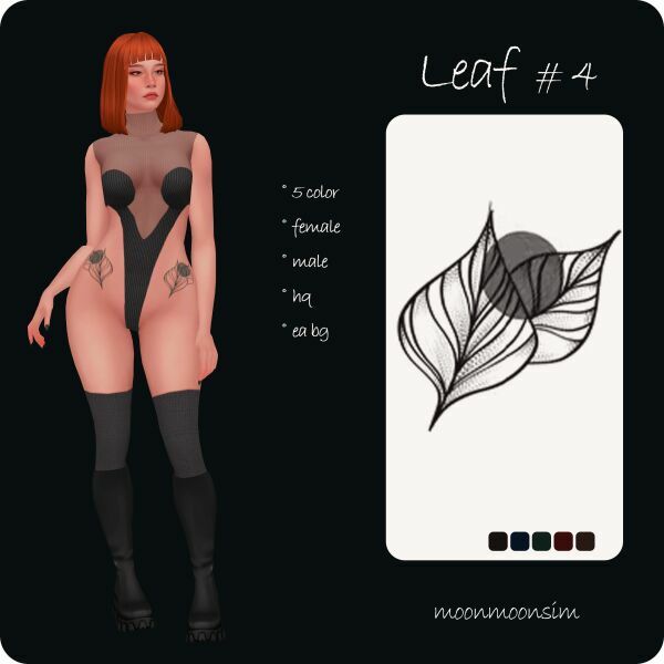 Leaf Tattoo 4 By Moonmoonsim Sims 4 CC