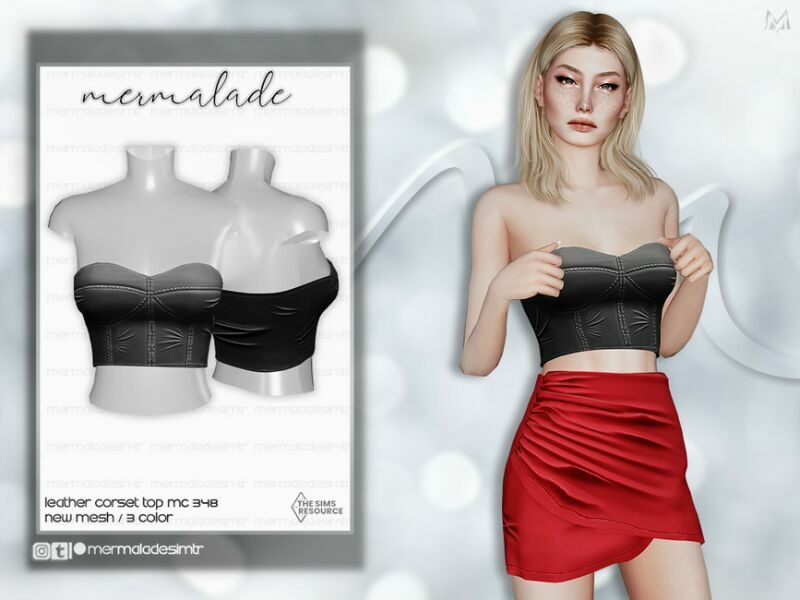 Leather Corset TOP MC348 By Mermaladesimtr Sims 4 CC