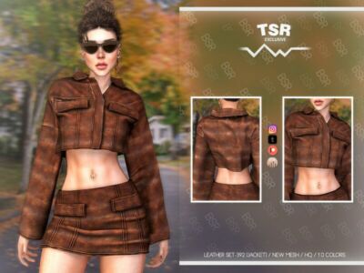 Leather SET-392 (Jacket) BD1065 By Busra-Tr Sims 4 CC