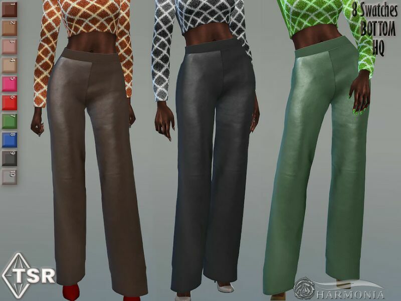 Leather Straight-Leg Pants By Harmonia Sims 4 CC