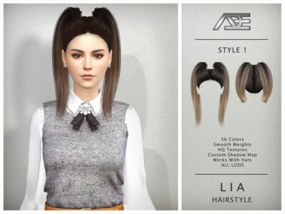 LIA – Style 1 (Hairstyle) Sims 4 CC