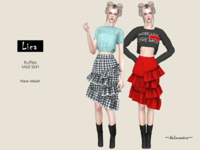 Lica – Midi Skirt By Helsoseira Sims 4 CC