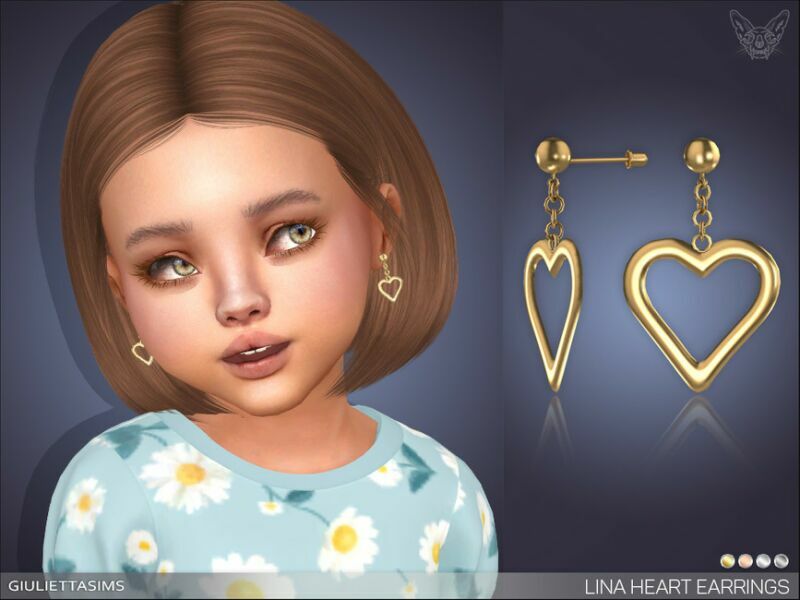 Lina Heart Earrings For Toddlers By Feyona Sims 4 CC