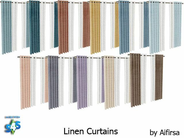 sims 4 cc linen curtains by aifirsa 2