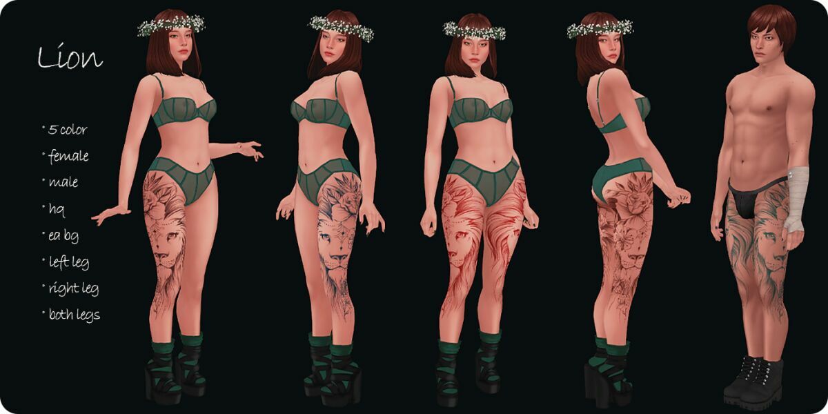 sims 4 cc lion tattoo by moonmoonsim 2