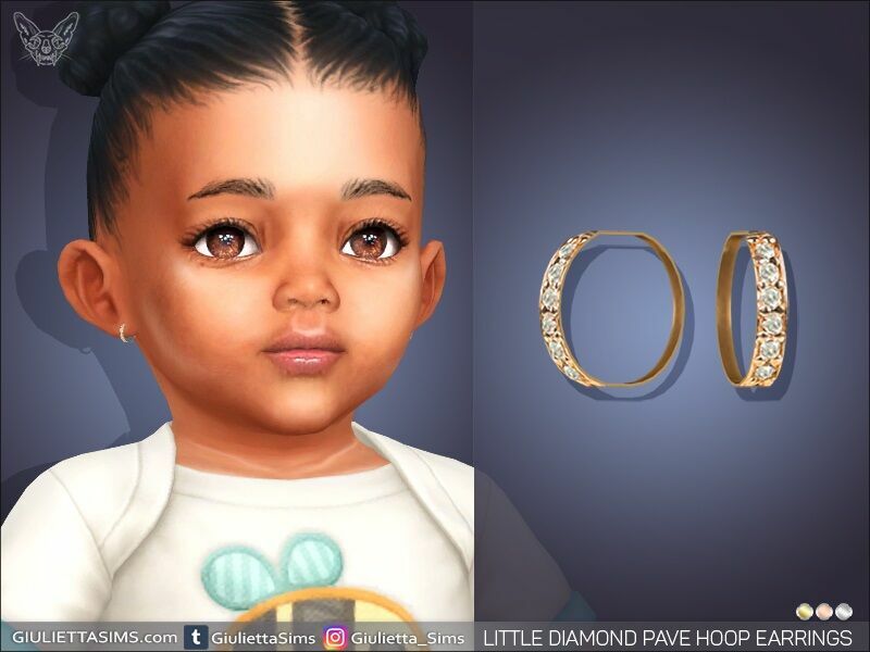 Little Diamond Pave Hoop Earrings For Infants By Giulietta Sims 4 CC