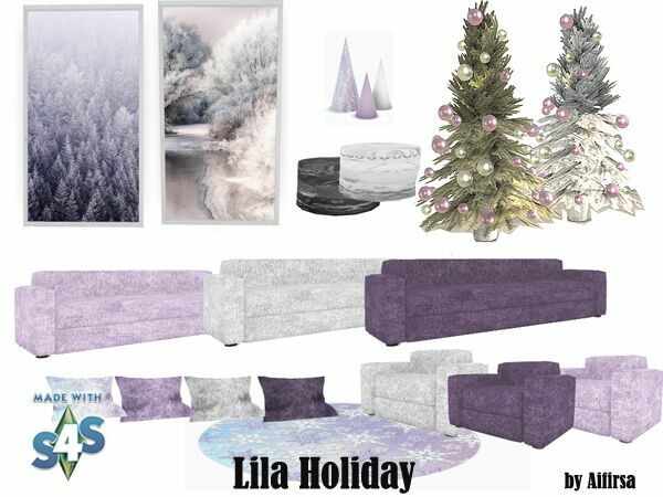 sims 4 cc living room lila holiday by aifirsa 2