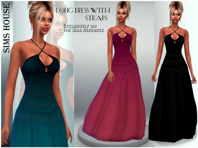 Long Dress With Straps Sims 4 CC