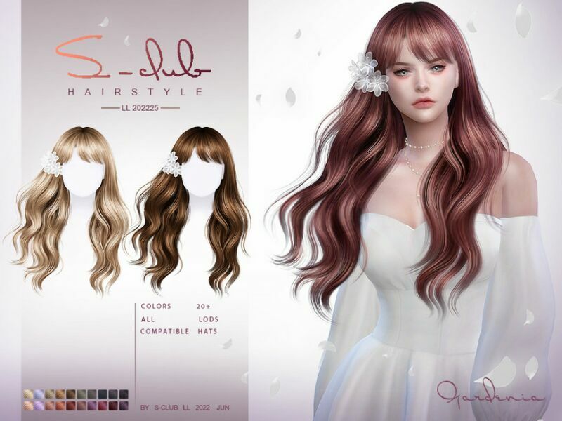 Long Flowing Hair( Gardenia) By S-Club Sims 4 CC