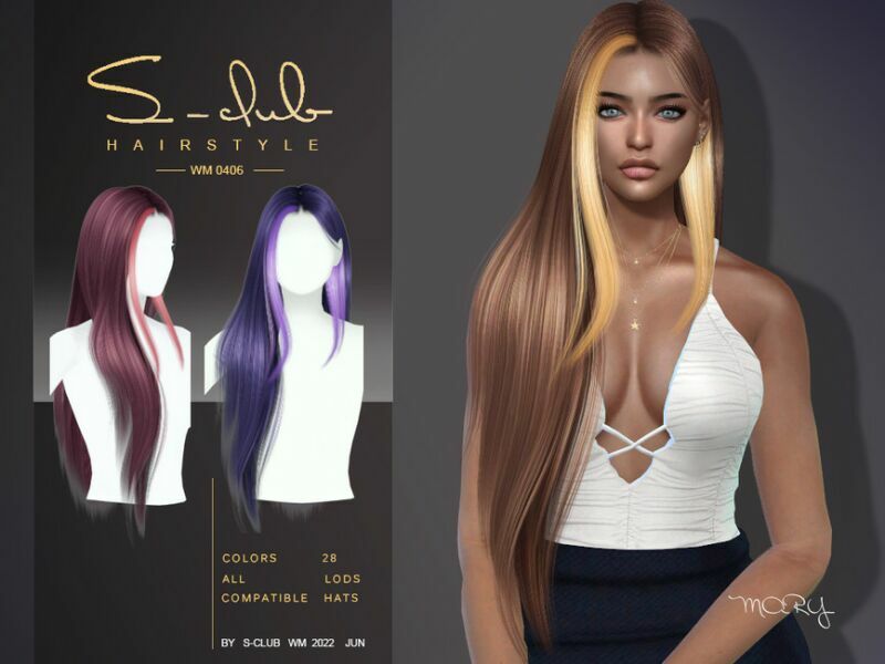 Long High Shine Hairstyle (Mary) By S-Club Sims 4 CC