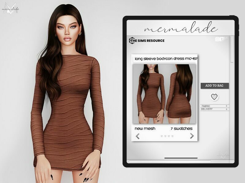 Long Sleeve Mini Dress MC457 By Mermaladesimtr Sims 4 CC