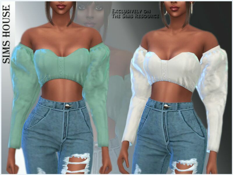 Long Sleeve Short TOP Sims 4 CC