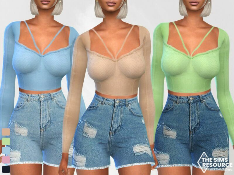 Long Sleeve Steffany Tops By Saliwa Sims 4 CC